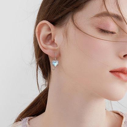 Pendientes de piedra lunar con forma de corazón de brujas, joyería de plata de ley 925 para mujer