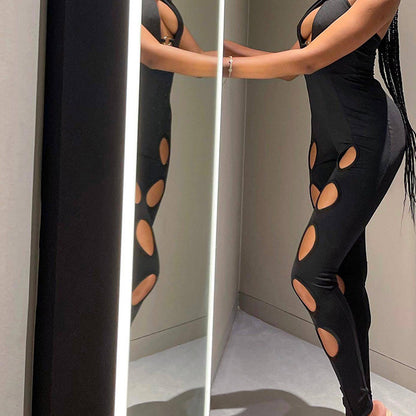 Solid Cross Cut Out Jumpsuit