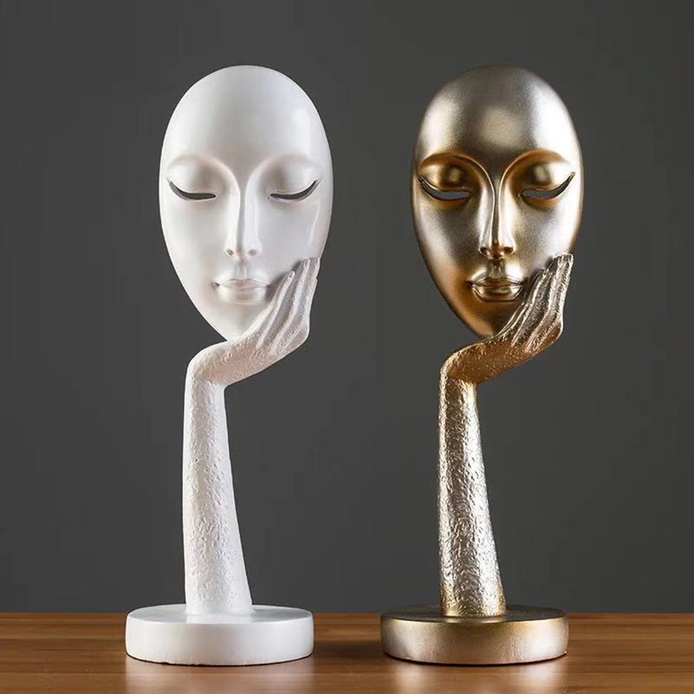 Abstract Art Thinker Thinking Lady Mask Figurine