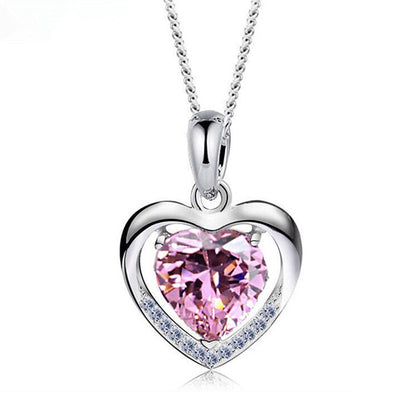 .925 Heart-shaped Rhinestones Necklace Luxury Personalized Necklace For Women Jewelry Jewelry Valentine's Day Gift
