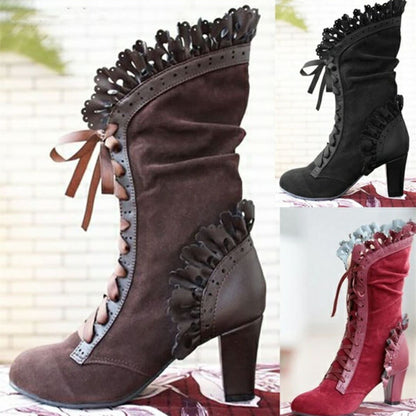 Women's lace high heel boots