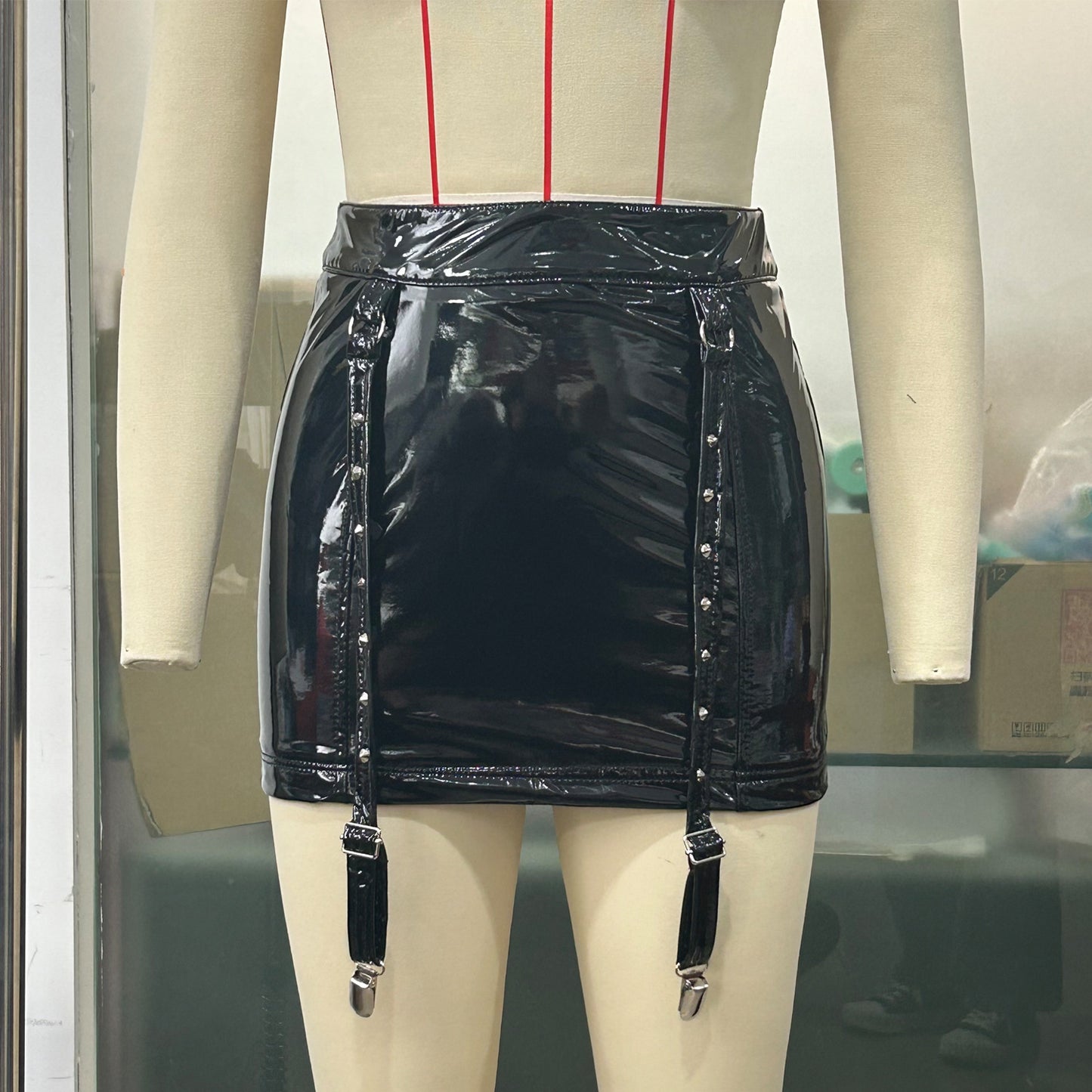 Alluring Leather Trendy Hip Skirt