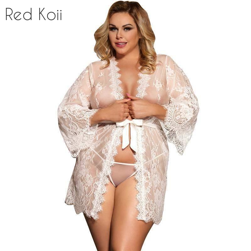 Long Sleeve Sexy Lace Night Dress Lingerie (S_XXXL)