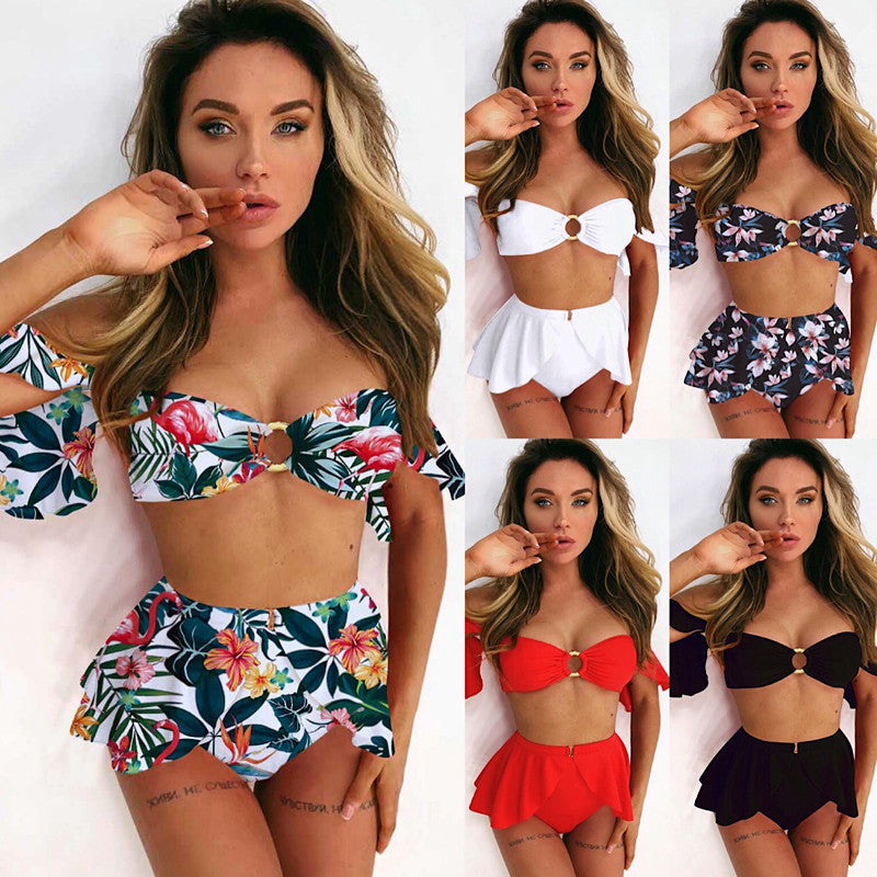 3pc. Swimsuit w/ Printed Ruffles