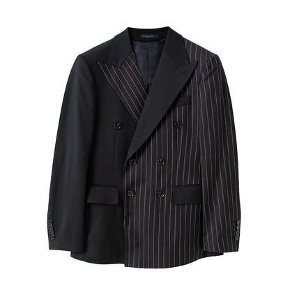 British Style Striped Double Breasted Suit Men