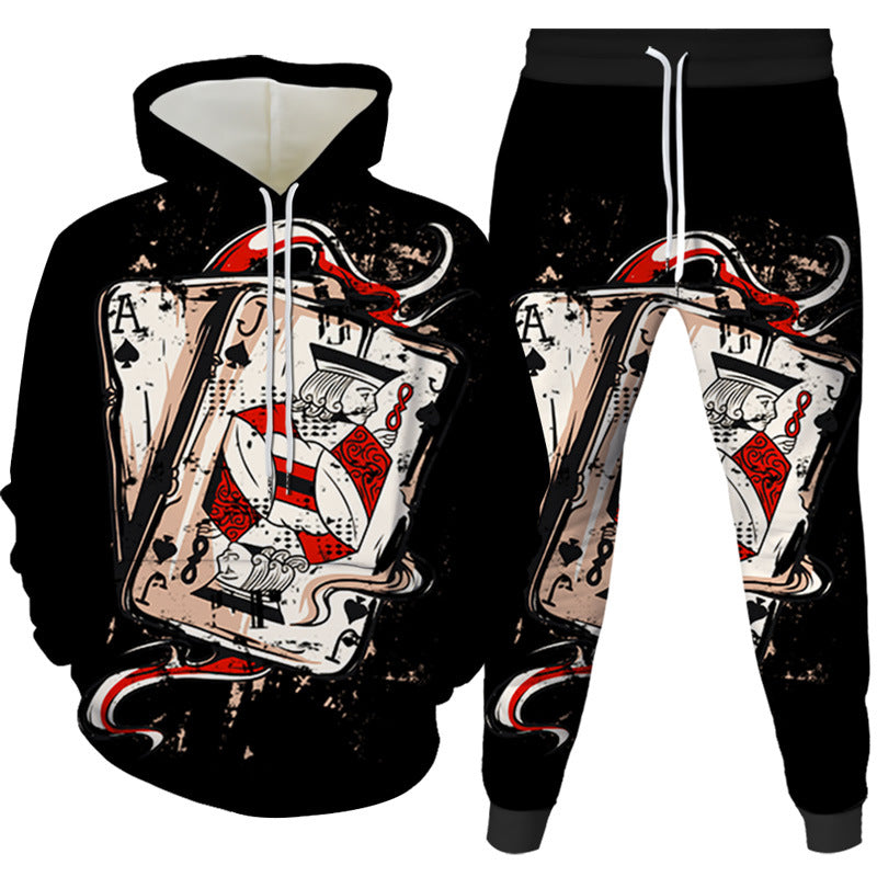 Two-piece Digital Printing Suit Hooded Sweater For Men And Women