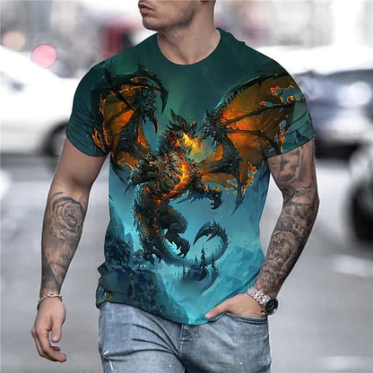 3D Animal Dragon Digital Printing Men's Short Sleeve