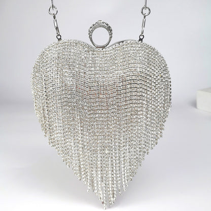 Bolso de mano con diamantes y borlas para mujer