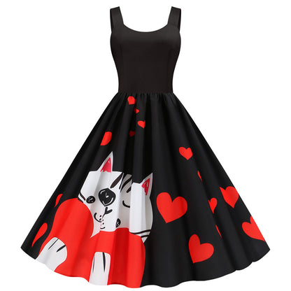 Vestido de fiesta estampado San Valentín