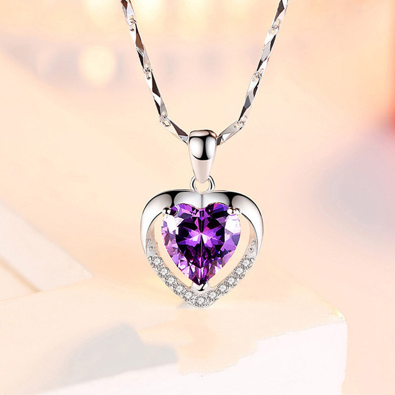 Collar de diamantes de imitación en forma de corazón .925, Collar personalizado de lujo para mujer, joyería, regalo del Día de San Valentín