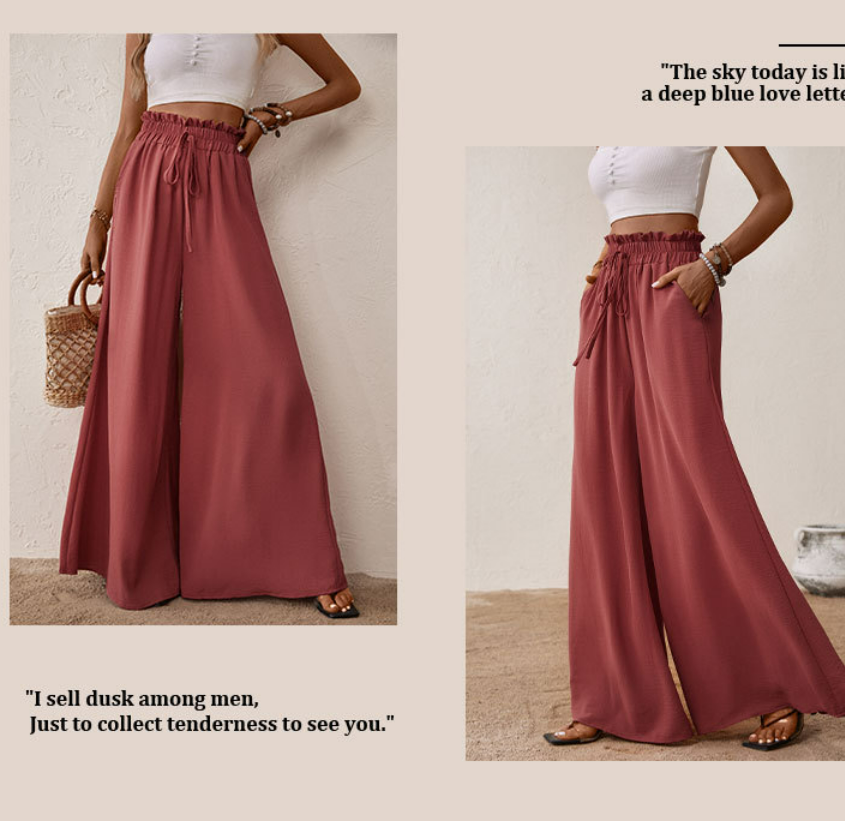 Flared Casual Elastic Wide-leg Pants