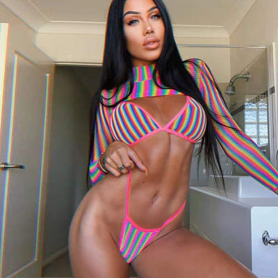 3 pc. Rainbow Striped Bikini