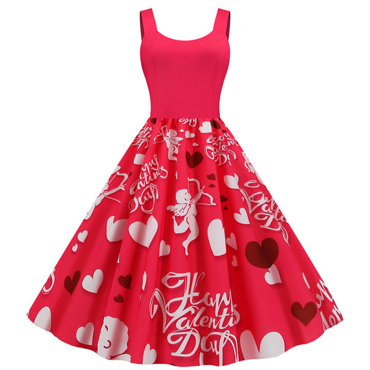 Vestido de fiesta estampado San Valentín