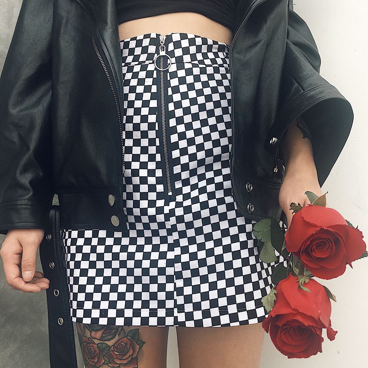 Sexy Plaid Type Design Short Skirt