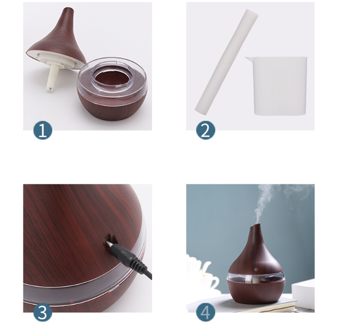 Purificador de aire humidificador con punta de veta de madera