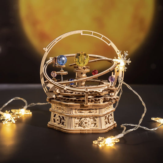 ]Rotating Starry Night Mechanical Music Box 3D Wooden Puzzle Assembly