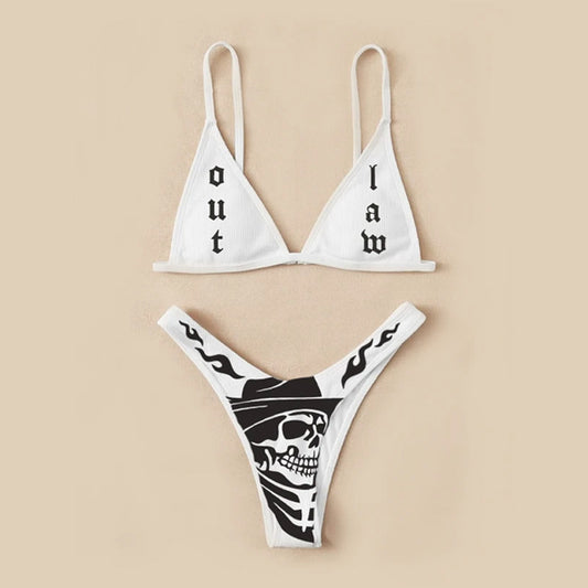 Conjunto de bikini dividido con hermoso estampado