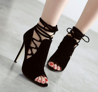 Fish mouth strap high heel sandals