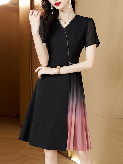 New High-end Stitching Chic And Slim Dress