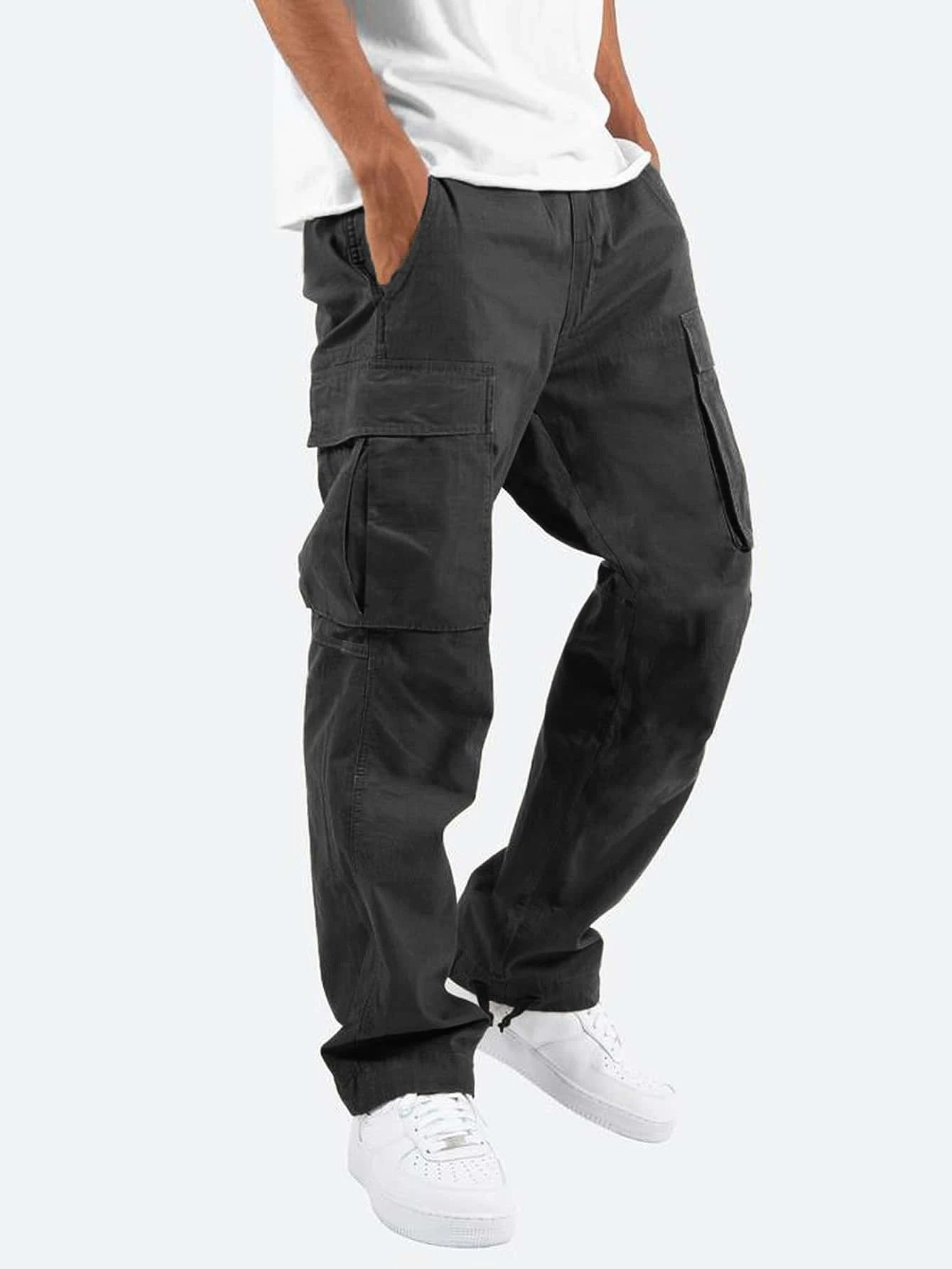 Workwear Drawstring Multi-pocket Casual Pants