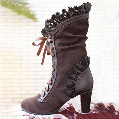 Women's lace high heel boots