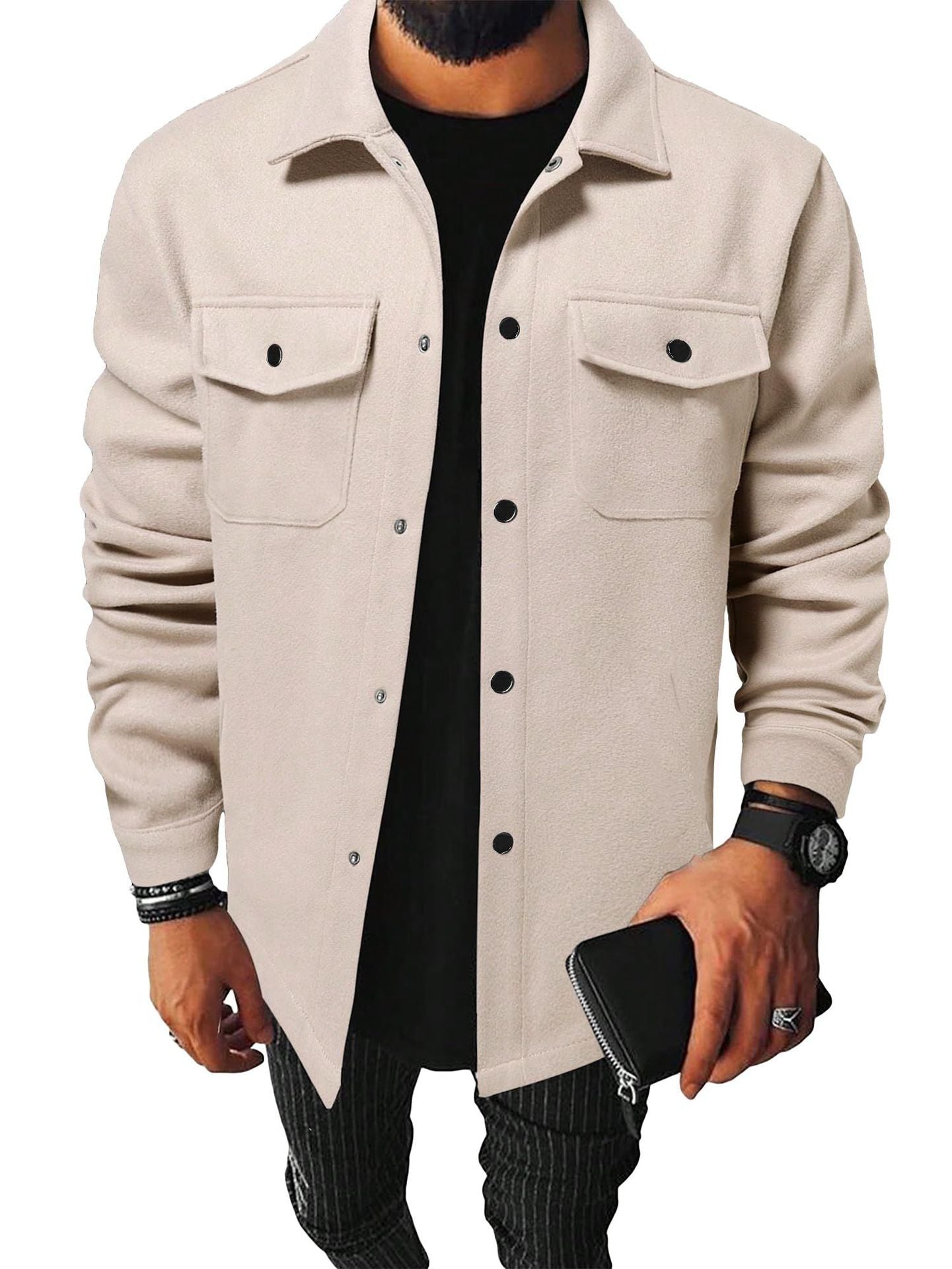 Casual Men's Brushed Shirt / Jacket