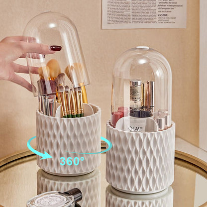 360 Rotating Large Capacity Transparent Makeup Brush Storage