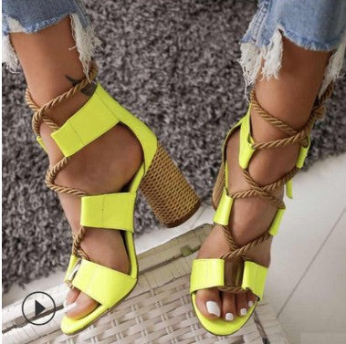 Women Pumps Lace Up High Heels Women Gladiator Sandals For Party Wedding Shoes Woman  Sandals Thick Heels Chaussures Femme