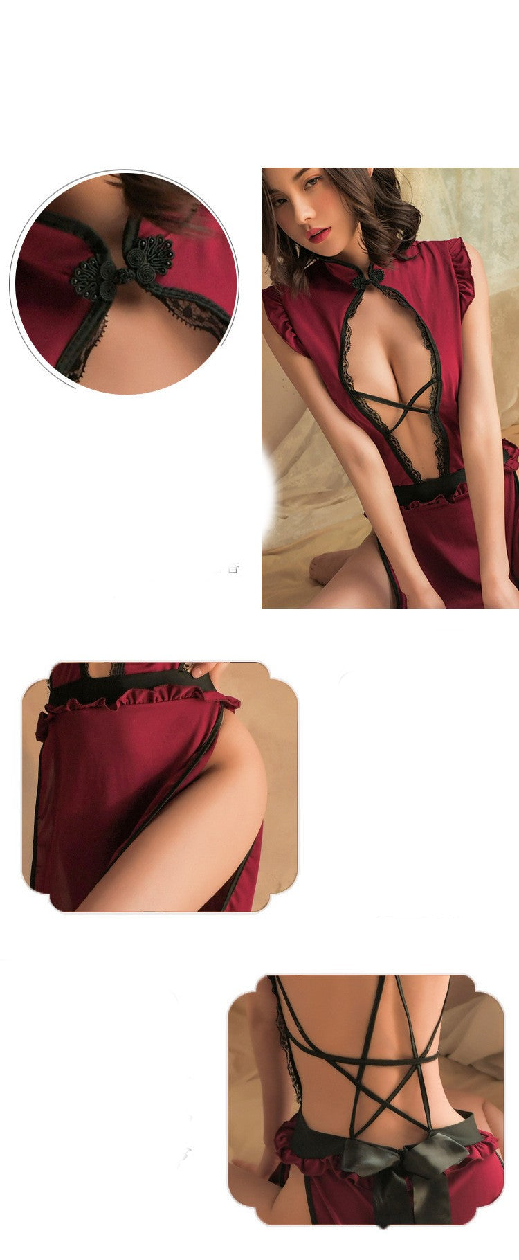 ¡¡¡EN VENTA!!! ¡¡¡50% REBAJADO!!! Esposa Cheongsam Seducción Libre Piso Pecho Uniforme