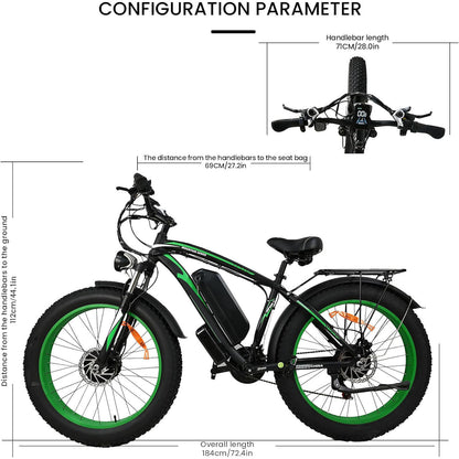 Bicicleta eléctrica de 2000W y 31 MPH con neumático grueso de 26 pulgadas y 21 velocidades 