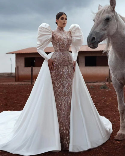 Tela bordada del cordón del vestido de boda de las mujeres