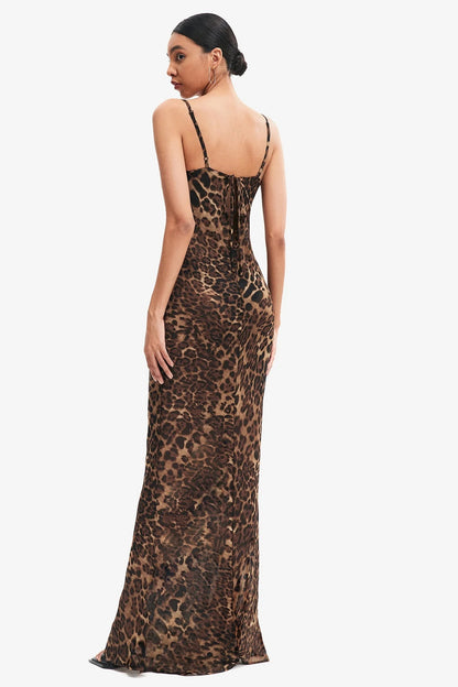 Slip Back Leopard Print Dress With Straps