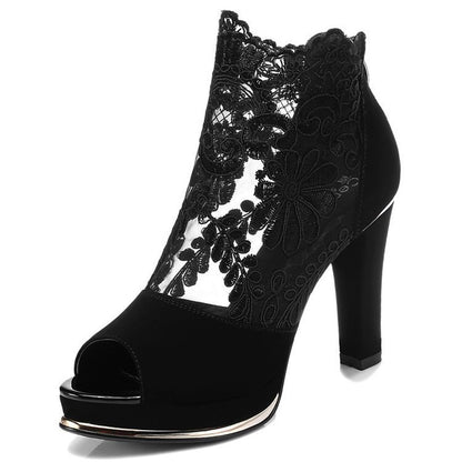 Mesh Peep Toe Sexy Lace High Heel Shoes