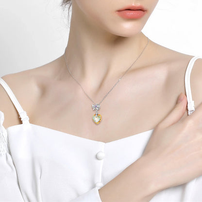 Sunshine Golden Yellow Heart Crystal Pendant Sterling Silver 925 Bow Necklace Bracelet Diy Pendant