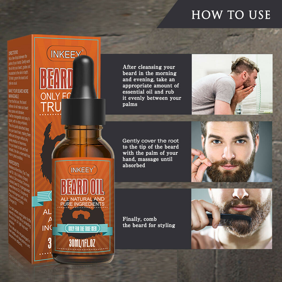 Aceite de barba para hombres, aceite para el crecimiento del cabello, suero para el cuidado del bigote, humectante creciente, EE. UU.