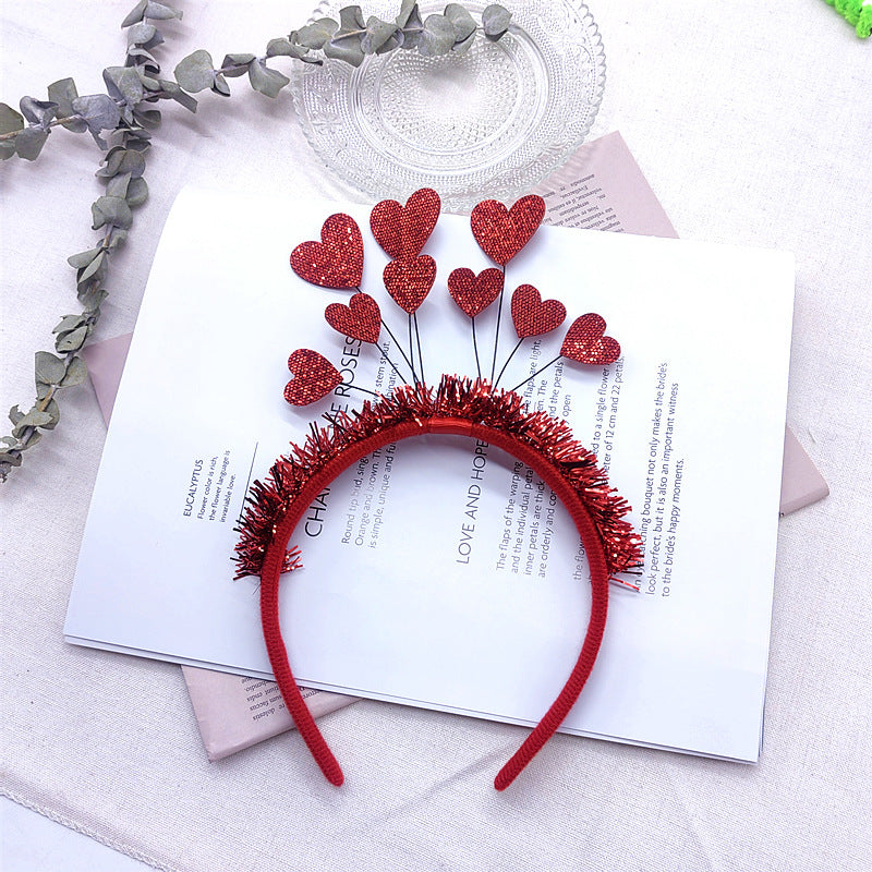 Diadema con corazón de melocotón rojo del día de San Valentín