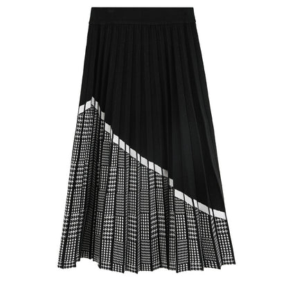 Mid-length Pleated A-line High Waist Skirt