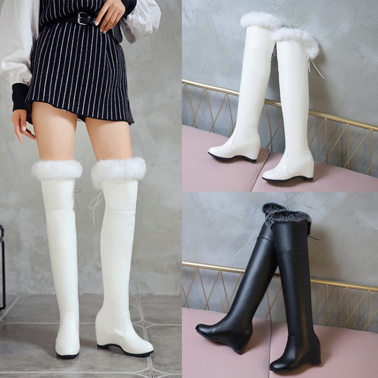 Thigh High Wedge Over The Knee Heels w/Fur Plush