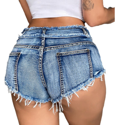 Summer Elastic Plus Size Hole Women's Denim Shorts