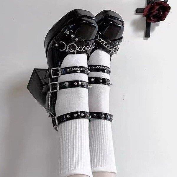 Chunky Big Head Chain Rivet Heels