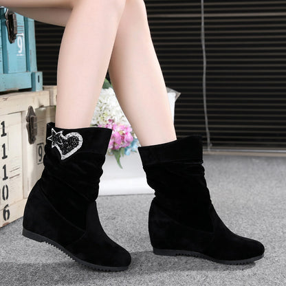 Nubuck Wedge Long Suede Flat Tall Boots