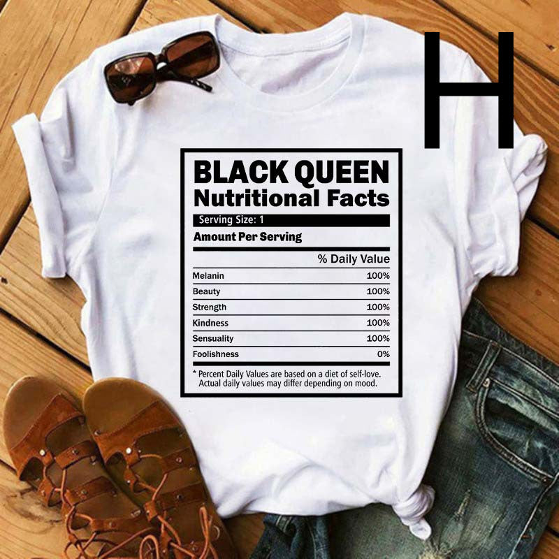 African Black Girl Print Short-sleeved T-shirt Women