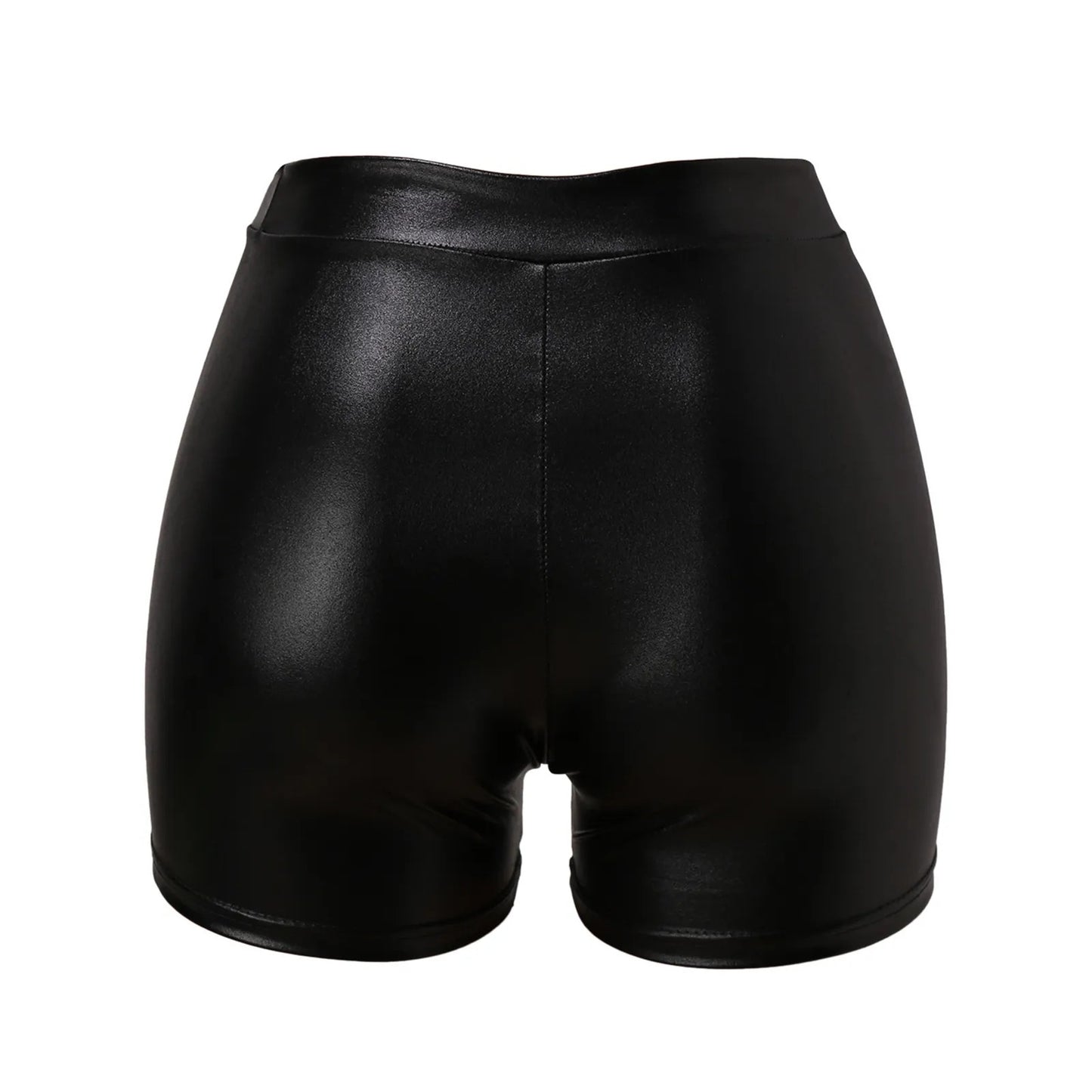 Slim Fit Leather High Waist Shorts