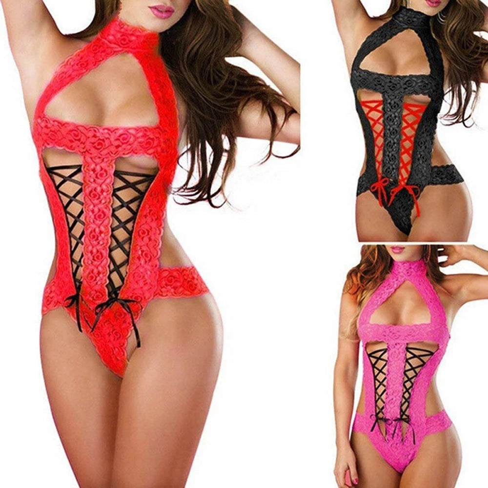 Alluring Lingerie Bow Lace Suit