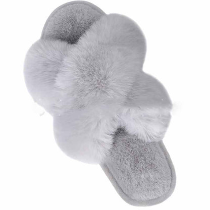 Women Warm Fluffy Cozy Faux Fur Indoor Slippers