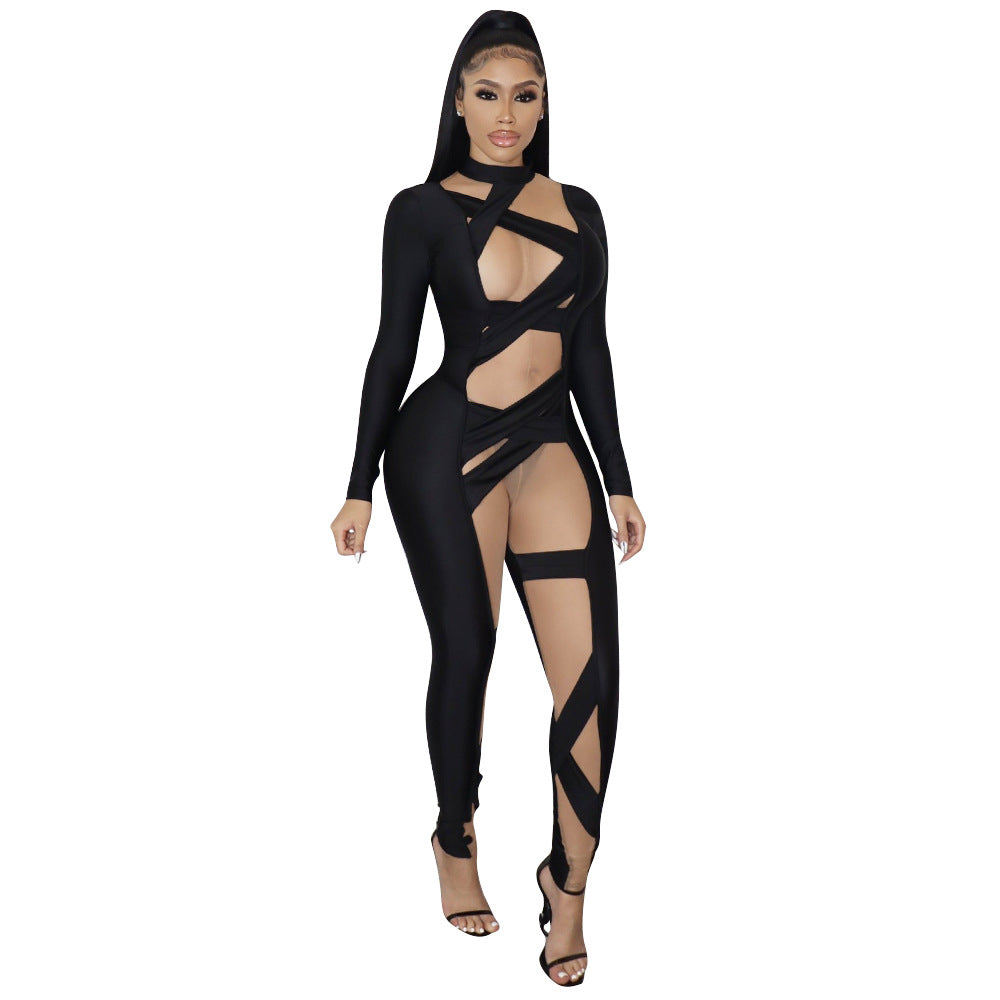 Stitching Long Sleeve Jumpsuit Women