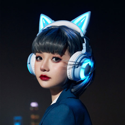 00 Cute Girl Game Gaming White Wireless Headset Gift