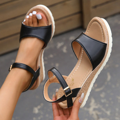 Ankle Buckle Wedge Platform Sandals