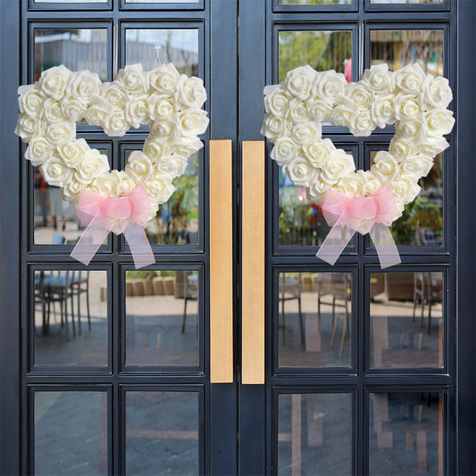 Accesorios de diseño de corazón de amor de guirnalda de rosas blancas del día de San Valentín