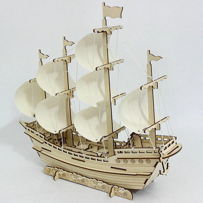 Wooden Sailboat Model Diy Handmade Assembly 3d Three-dimensional Puzzle Assembly